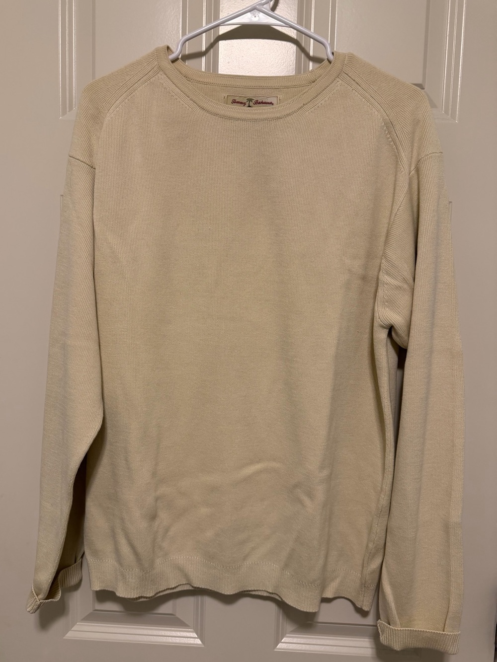 Vintage Tommy Bahama Silk Cotton Knit Crewneck Sweater Sand Beige Size L